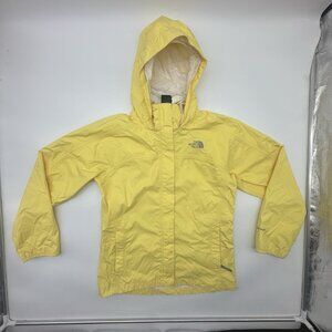 The North Face Hyvent Girls Size Large 14/16 Bright Yellow Zip Hooded Rain Coat